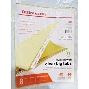 Lot of 4 Office Depot 3 Ring Dividers all Clear Tabs 8 5" x 11" 32 Total Sheets